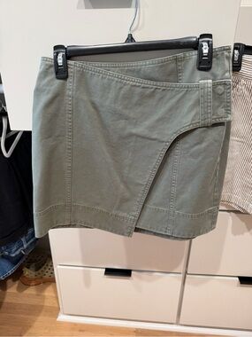 Apiece Apart Olive Green Wrap-Style Mini Skirt